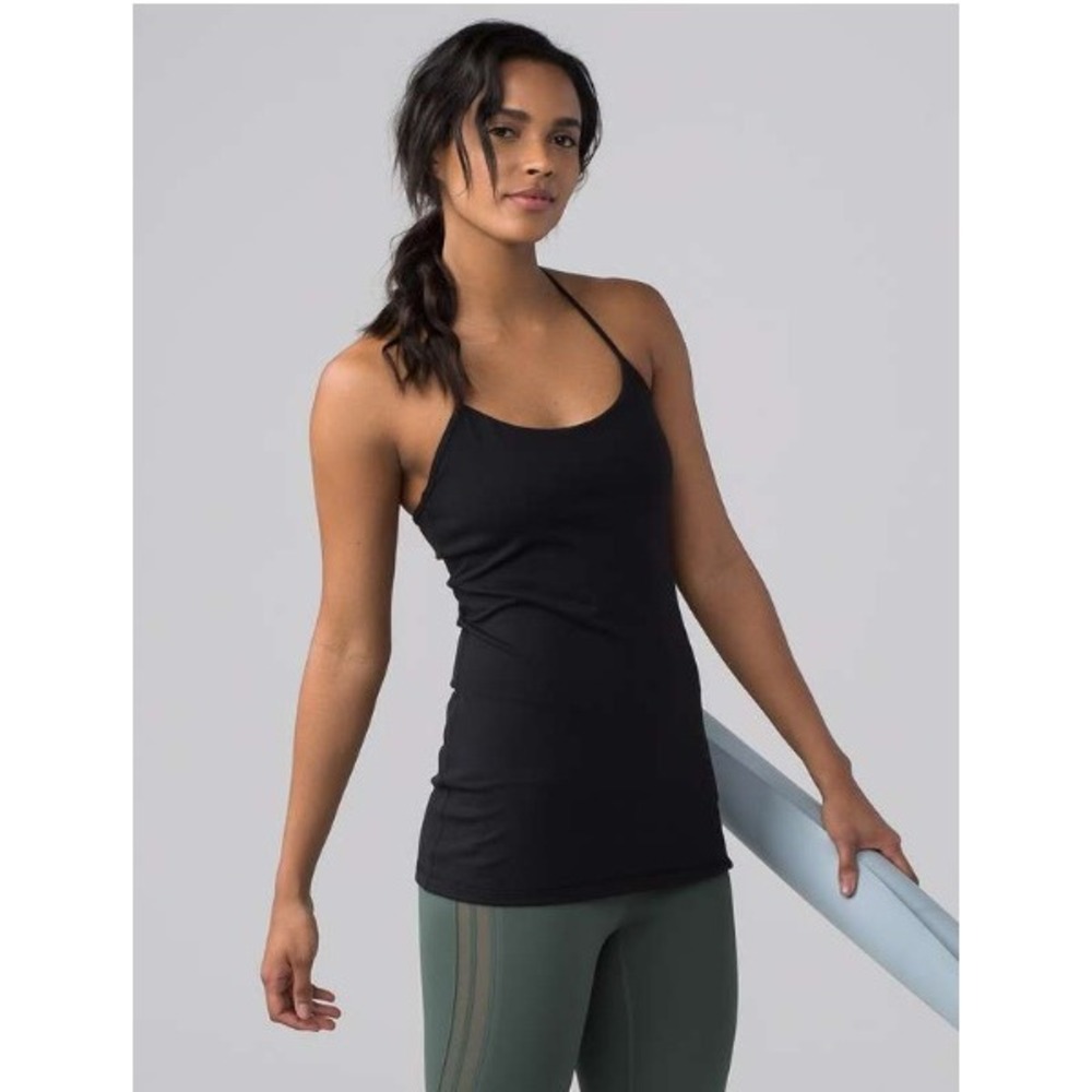 Lululemon Power Pose Tank Top Size 6 Black Slim‎ Hip Length